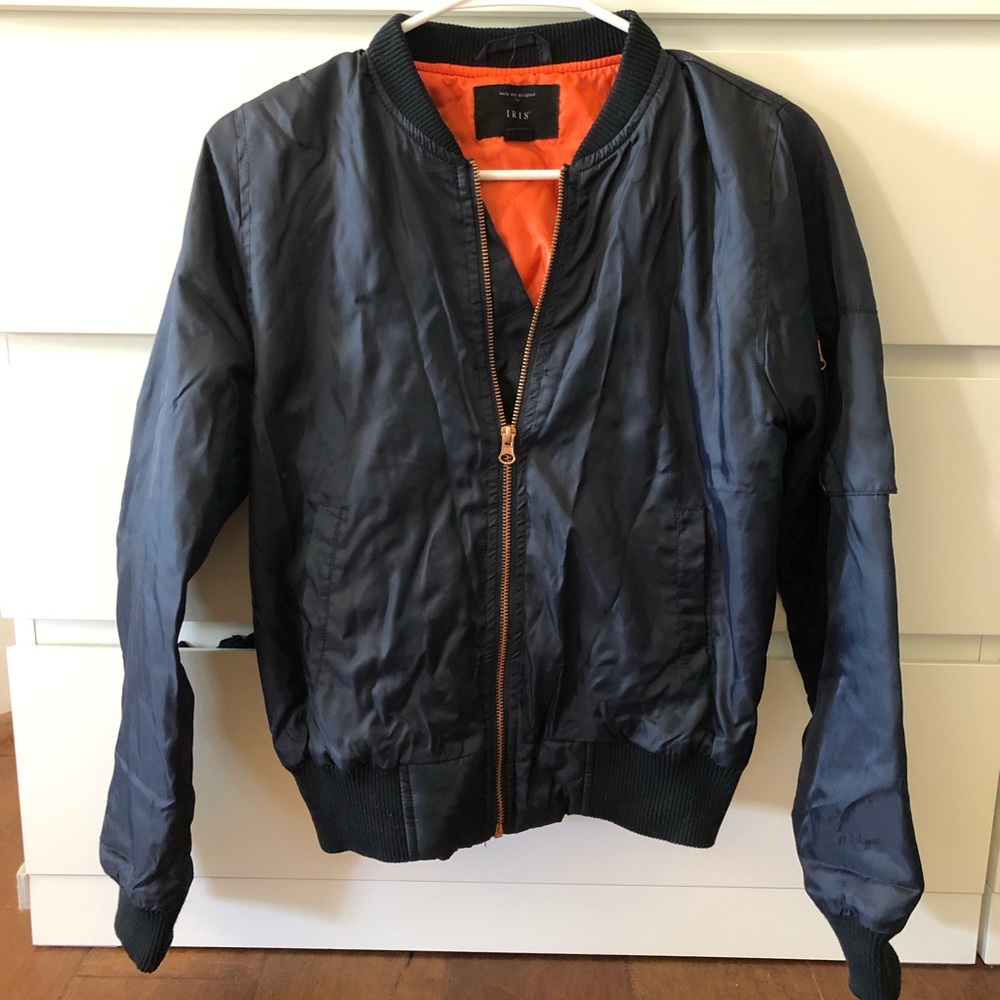 Almost new bomber jacket.   Dark blue